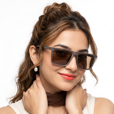 Eyejack Square Polarized Sunglasses for Men & Women (Brown Lens | Brown Frame - 17014PCL769)