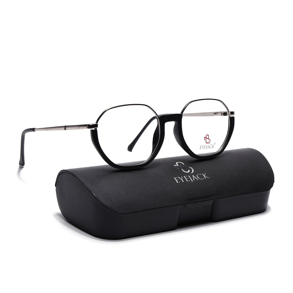 Eyejack Skyline Silver & Black Round Eyeglasses for Men & Women (170201FCL1978-C2)