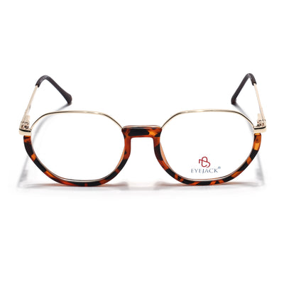 Eyejack Skyline Golden & Demi Brown Round Eyeglasses for Men & Women (170201FCL1982-C6)