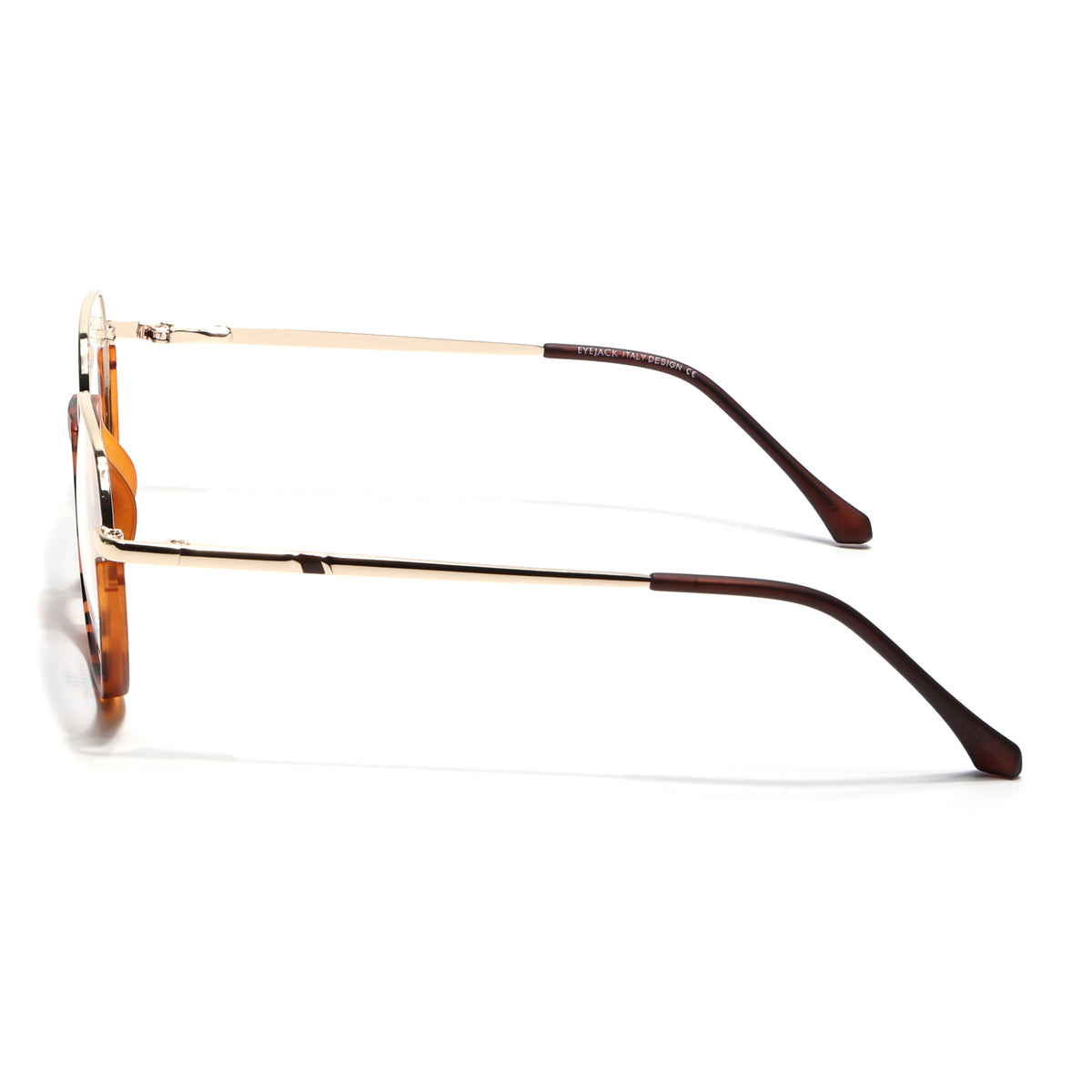 Eyejack Skyline Golden & Demi Brown Round Eyeglasses for Men & Women (170201FCL1982-C6)