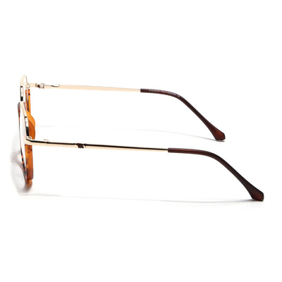 Eyejack Skyline Golden & Demi Brown Round Eyeglasses for Men & Women (170201FCL1982-C6)