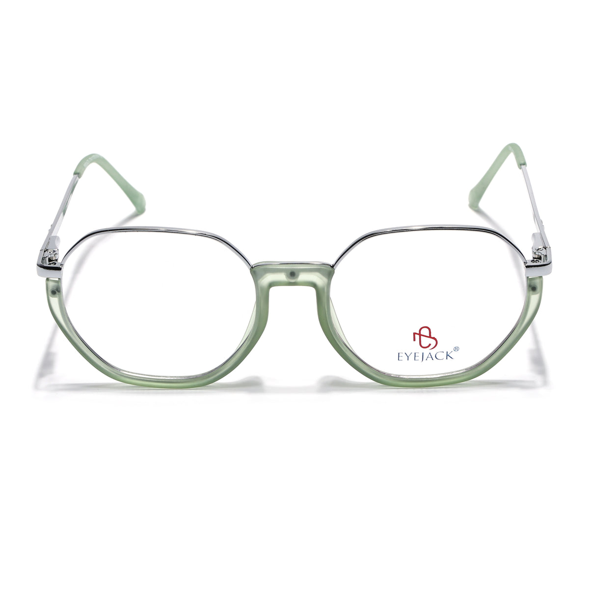 Eyejack Skyline Silver & Green Round Eyeglasses for Men & Women (170201FCL1983-C7)