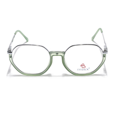 Eyejack Skyline Silver & Green Round Eyeglasses for Men & Women (170201FCL1983-C7)