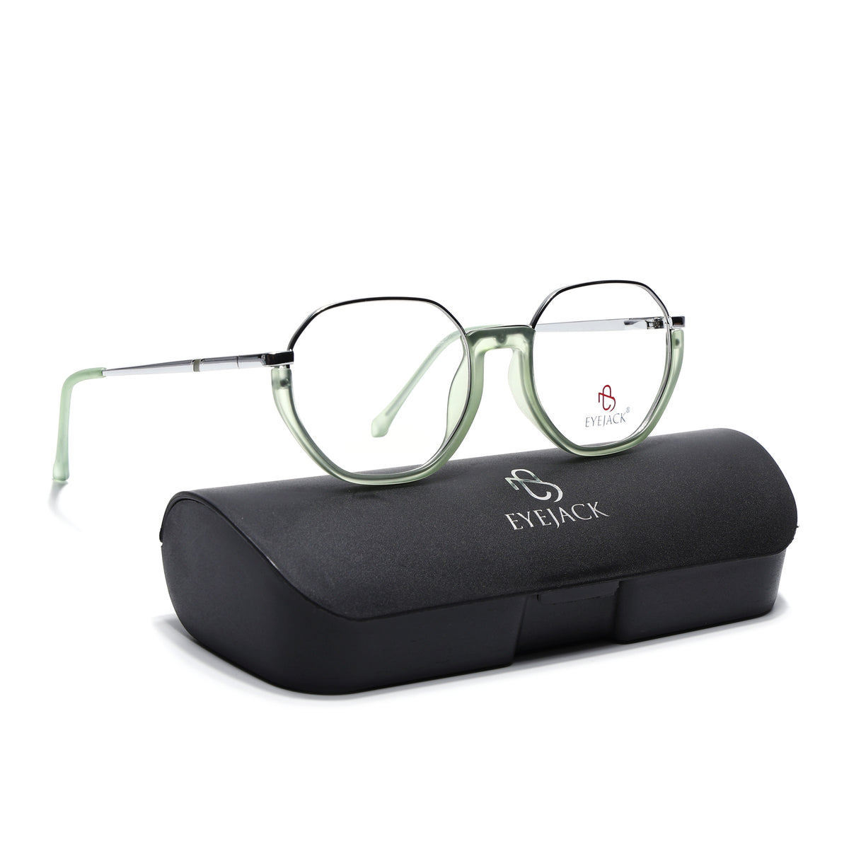 Eyejack Skyline Silver & Green Round Eyeglasses for Men & Women (170201FCL1983-C7)