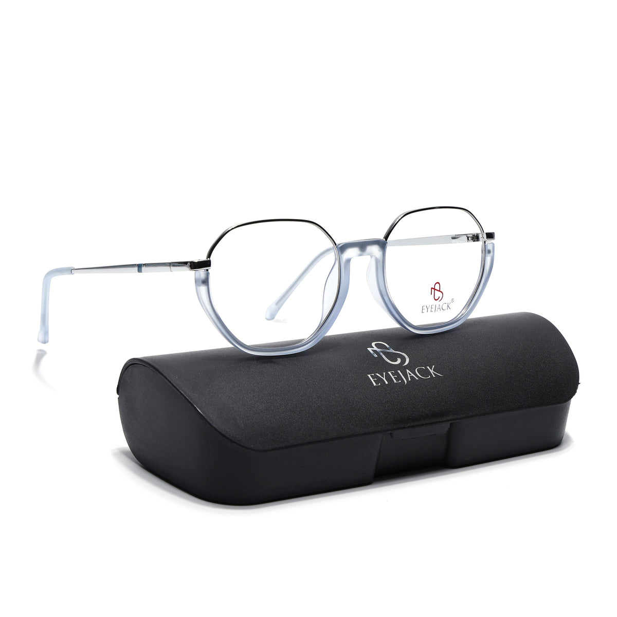 Eyejack Skyline Silver & Blue Round Eyeglasses for Men & Women (170201FCL1984-C8)