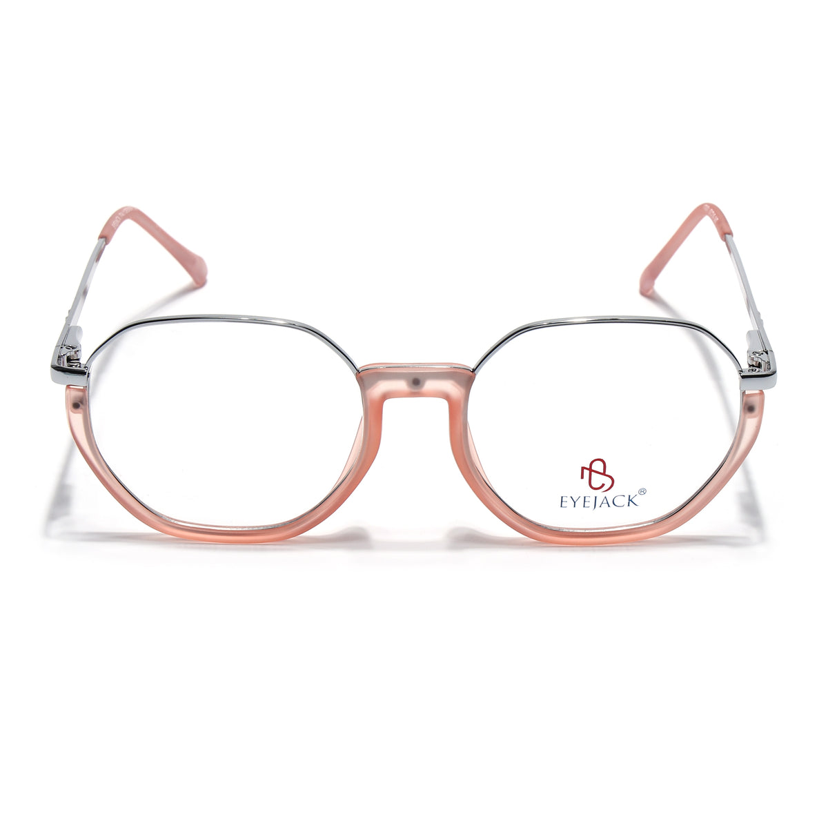 Eyejack Skyline Silver & Peach Round Eyeglasses for Men & Women (170201FCL1986-C10)