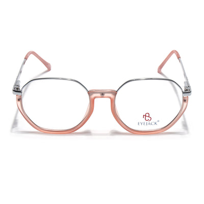 Eyejack Skyline Silver & Peach Round Eyeglasses for Men & Women (170201FCL1986-C10)