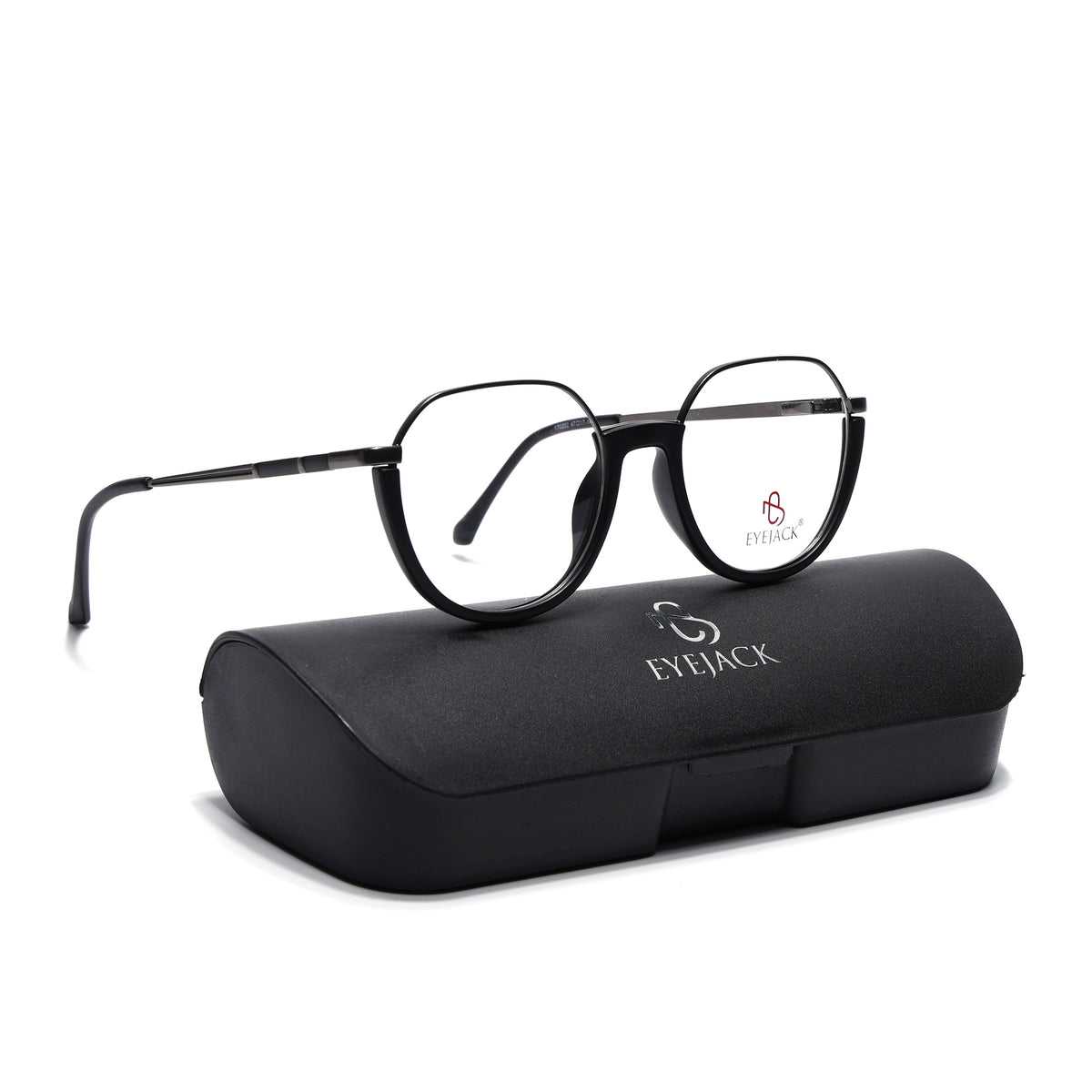 Eyejack Skyline Grey & Black Round Eyeglasses for Men & Women (170202FCL1987-C1)