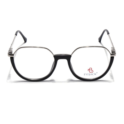 Eyejack Skyline Silver & Black Round Eyeglasses for Men & Women (170202FCL1988-C2)