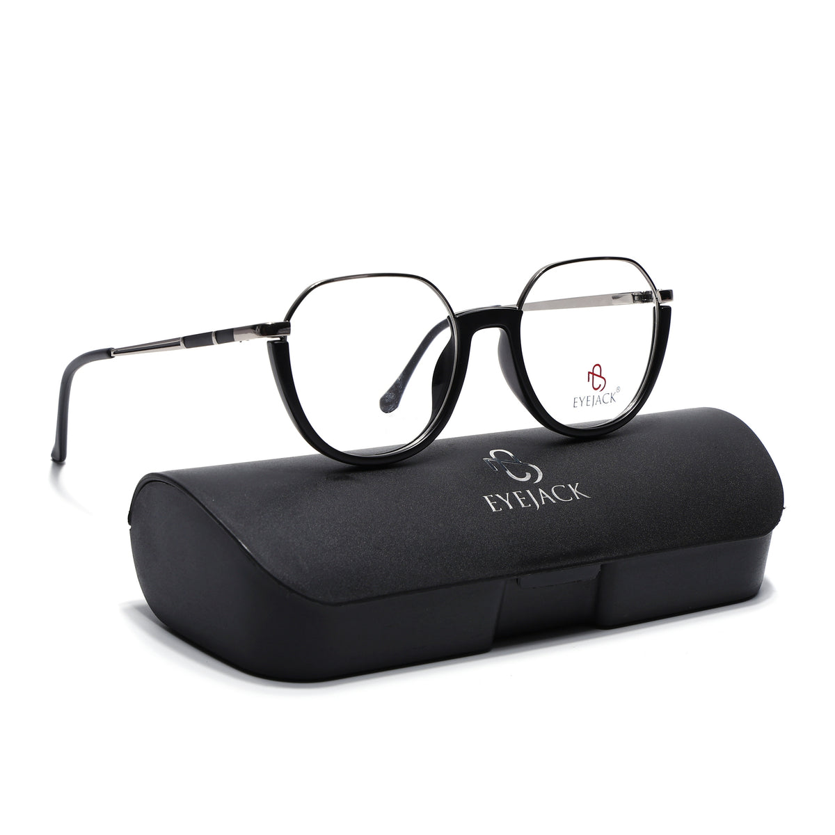 Eyejack Skyline Silver & Black Round Eyeglasses for Men & Women (170202FCL1988-C2)