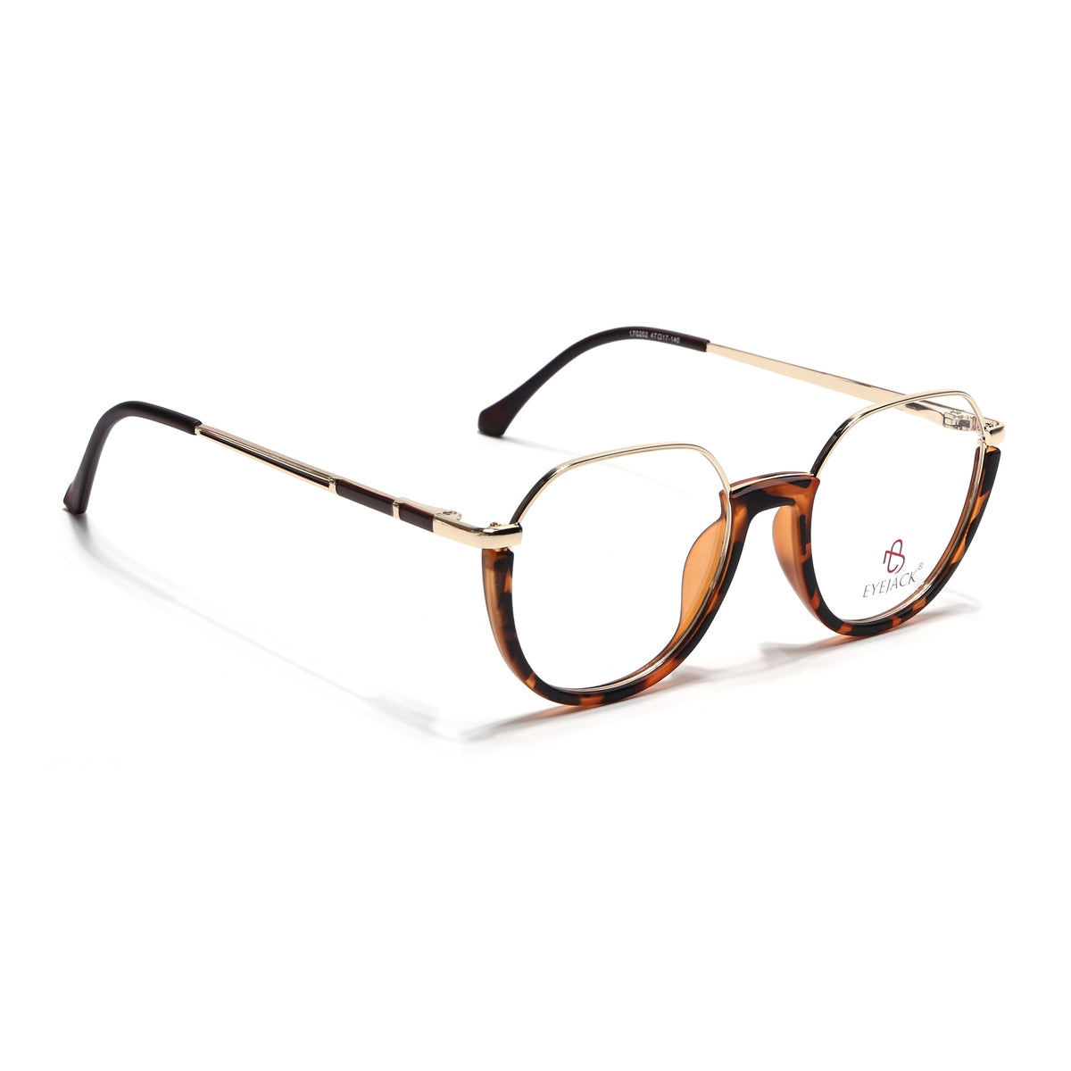 Eyejack Skyline Golden & Demi Brown Round Eyeglasses for Men & Women (170202FCL1991-C5)