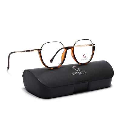 Eyejack Skyline Golden & Demi Brown Round Eyeglasses for Men & Women (170202FCL1991-C5)