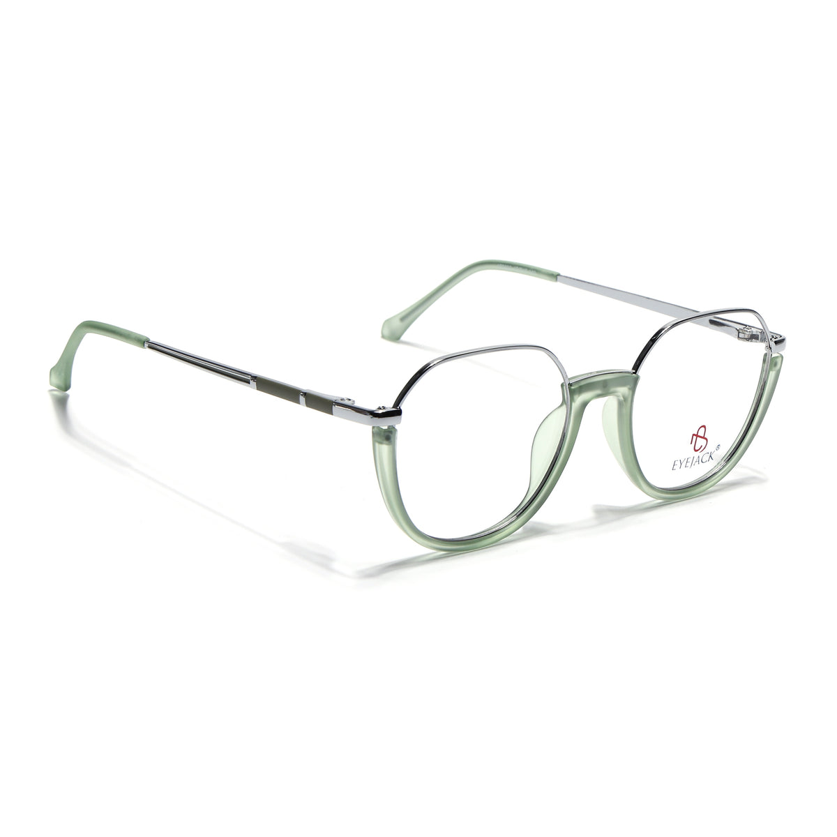 Eyejack Skyline Silver & Green Round Eyeglasses for Men & Women (170202FCL1992-C6)