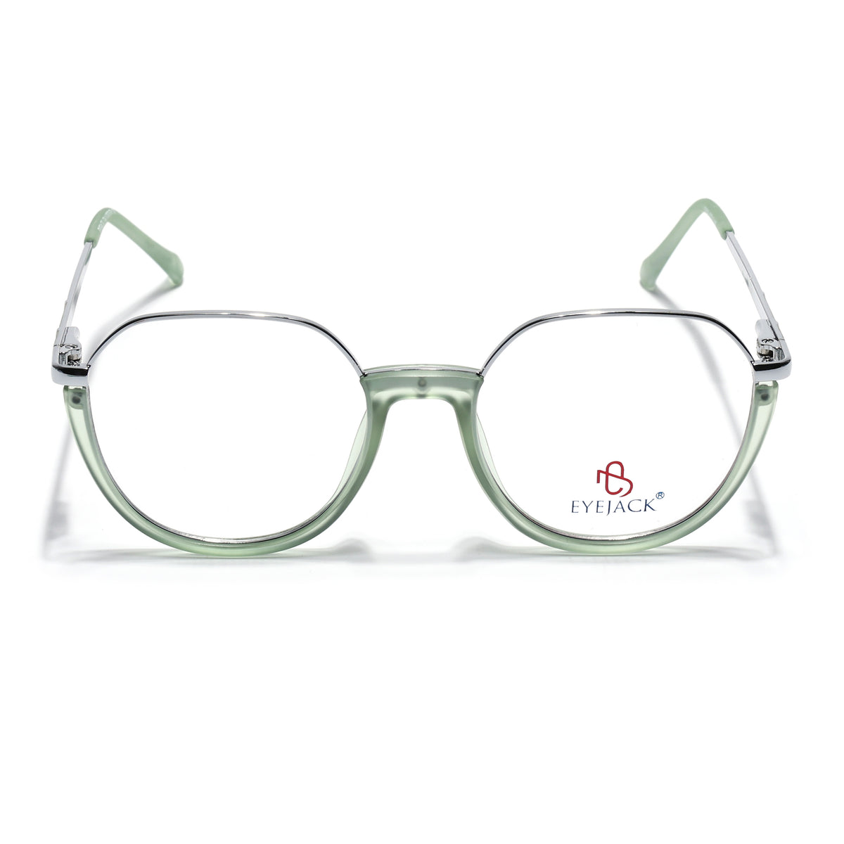 Eyejack Skyline Silver & Green Round Eyeglasses for Men & Women (170202FCL1992-C6)