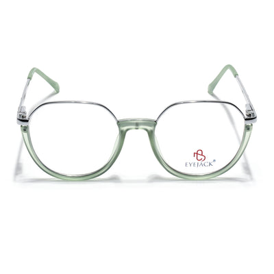 Eyejack Skyline Silver & Green Round Eyeglasses for Men & Women (170202FCL1992-C6)