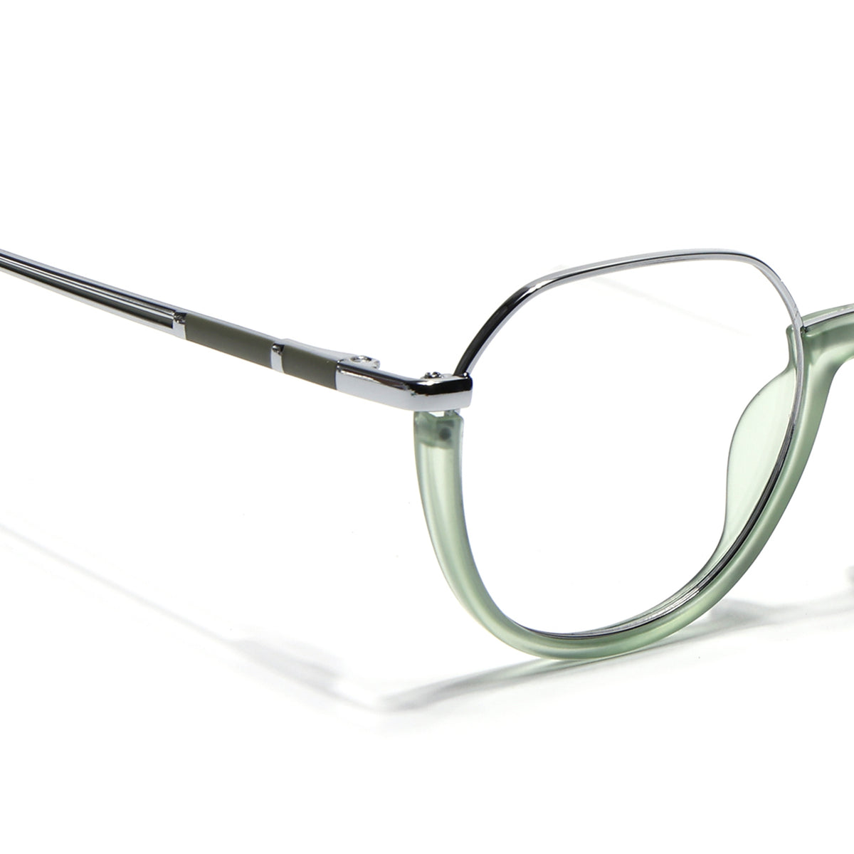 Eyejack Skyline Silver & Green Round Eyeglasses for Men & Women (170202FCL1992-C6)