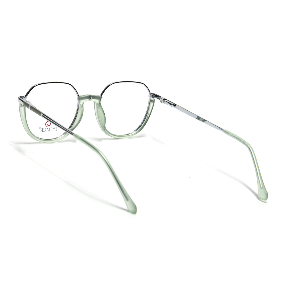 Eyejack Skyline Silver & Green Round Eyeglasses for Men & Women (170202FCL1992-C6)