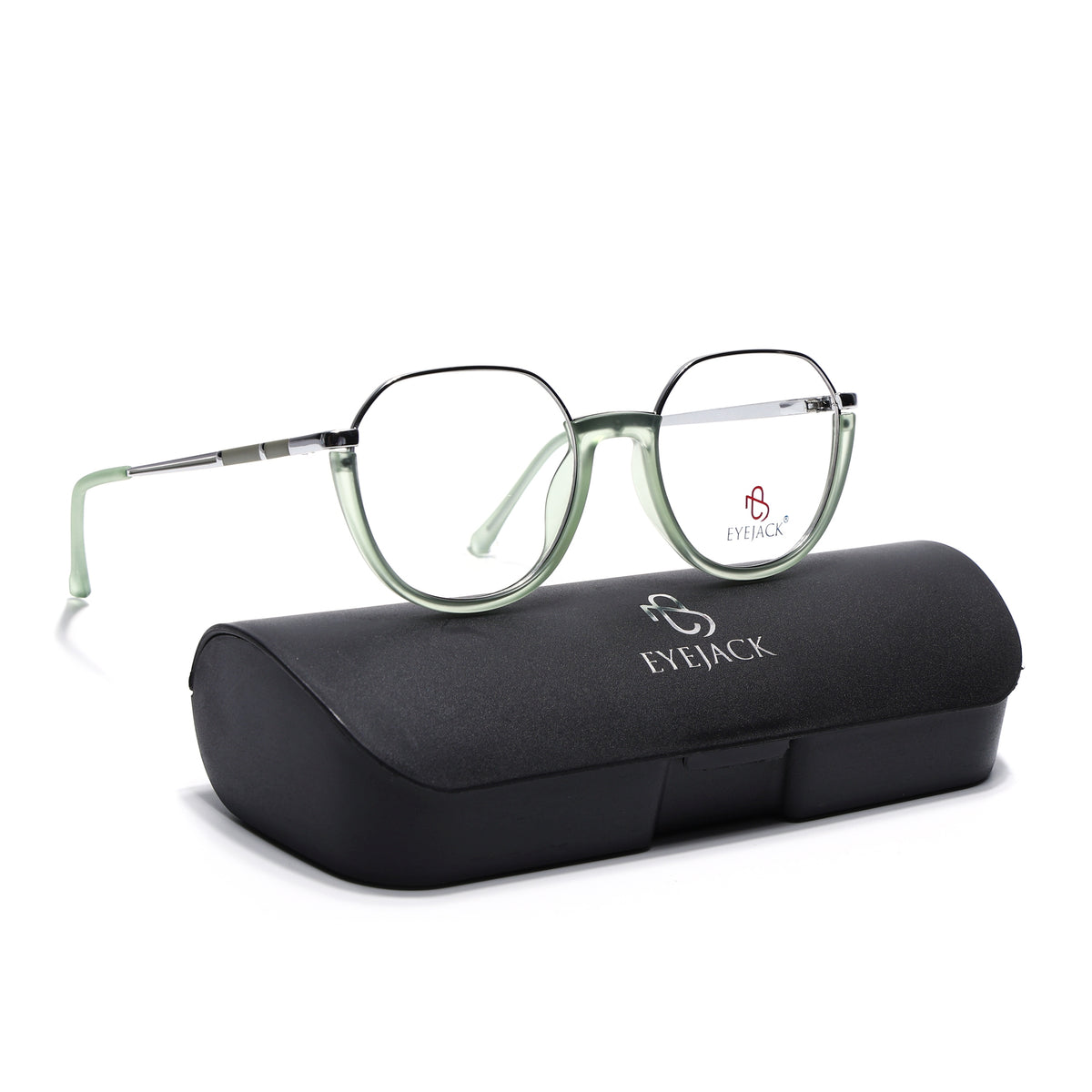 Eyejack Skyline Silver & Green Round Eyeglasses for Men & Women (170202FCL1992-C6)