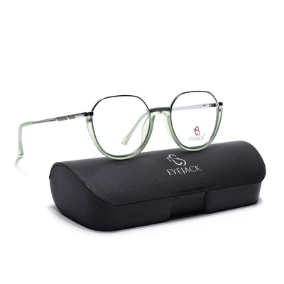 Eyejack Skyline Silver & Green Round Eyeglasses for Men & Women (170202FCL1992-C6)