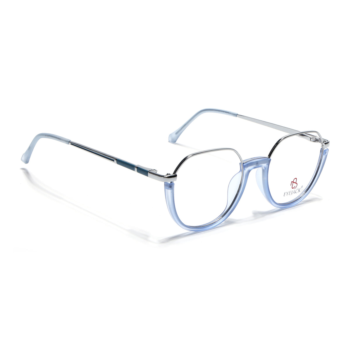 Eyejack Skyline Silver & Blue Round Eyeglasses for Men & Women (170202FCL1993-C7)