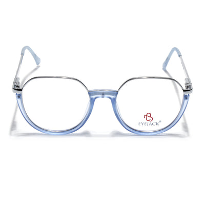 Eyejack Skyline Silver & Blue Round Eyeglasses for Men & Women (170202FCL1993-C7)