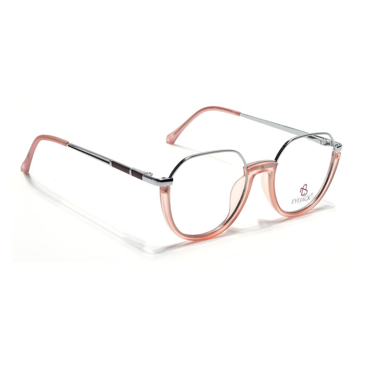 Eyejack Skyline Silver & Peach Round Eyeglasses for Men & Women (170202FCL1995-C9)
