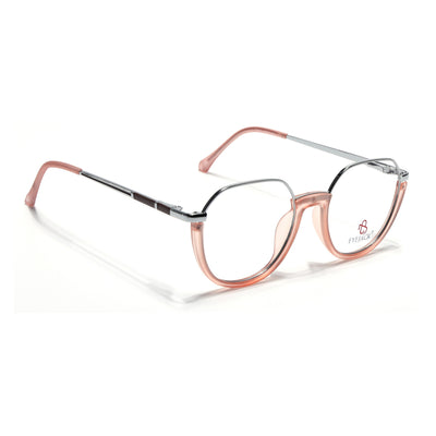 Eyejack Skyline Silver & Peach Round Eyeglasses for Men & Women (170202FCL1995-C9)