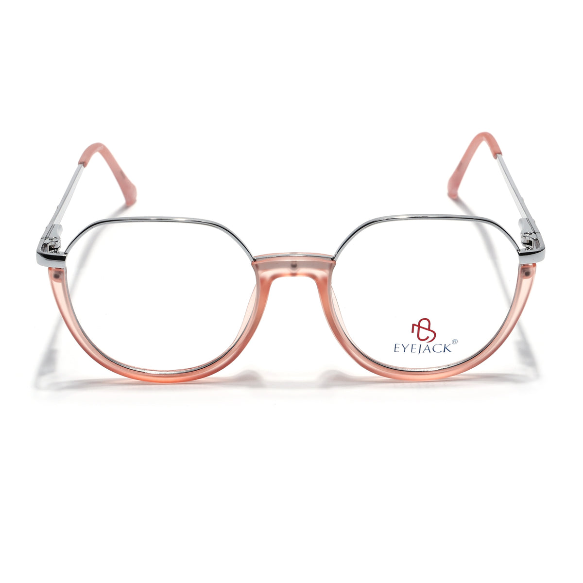 Eyejack Skyline Silver & Peach Round Eyeglasses for Men & Women (170202FCL1995-C9)