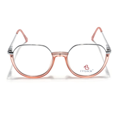 Eyejack Skyline Silver & Peach Round Eyeglasses for Men & Women (170202FCL1995-C9)
