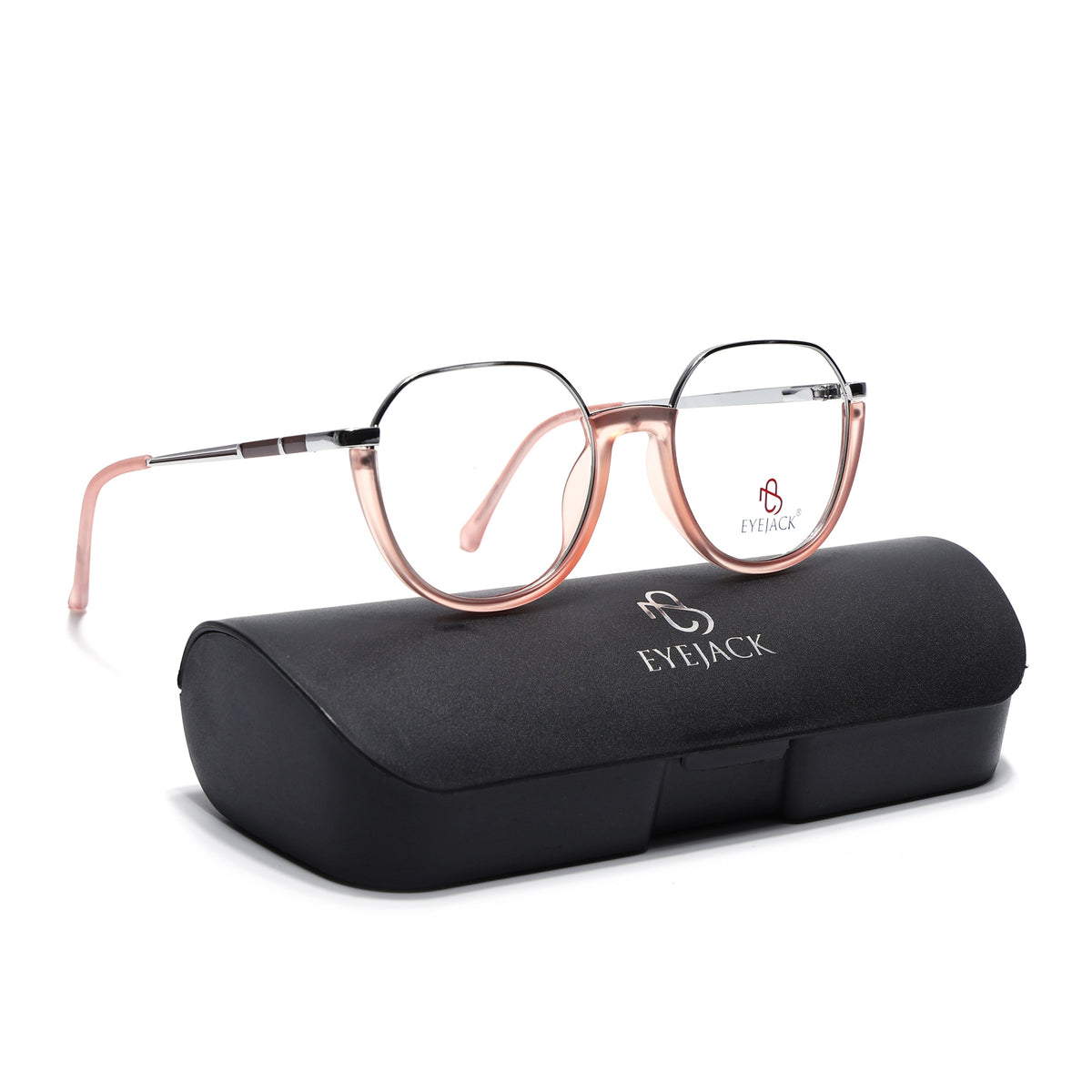 Eyejack Skyline Silver & Peach Round Eyeglasses for Men & Women (170202FCL1995-C9)