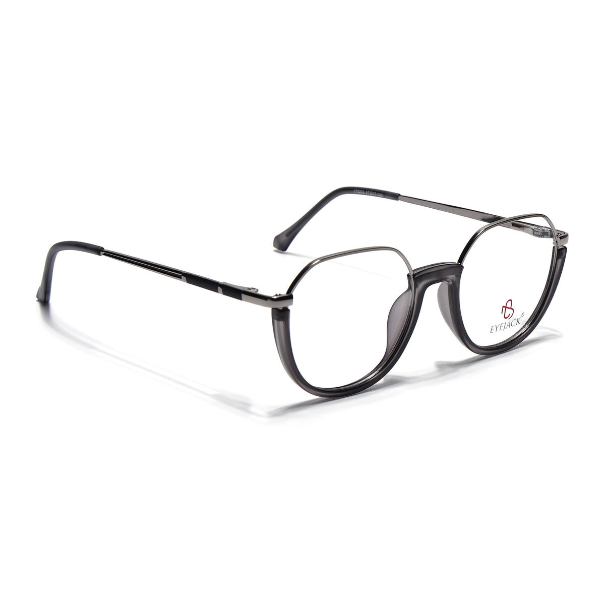 Eyejack Skyline Silver & Grey Round Eyeglasses for Men & Women (170202FCL2117-C10)