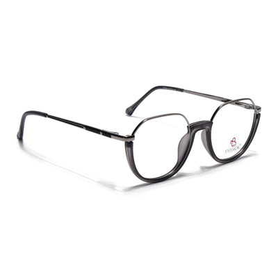 Eyejack Skyline Silver & Grey Round Eyeglasses for Men & Women (170202FCL2117-C10)