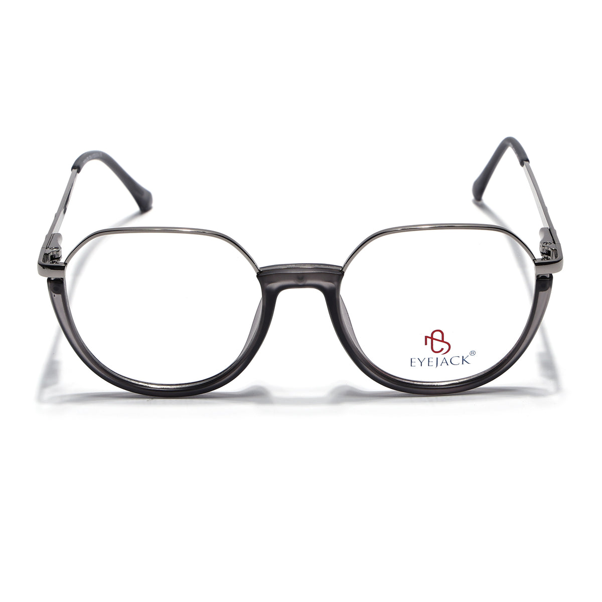 Eyejack Skyline Silver & Grey Round Eyeglasses for Men & Women (170202FCL2117-C10)