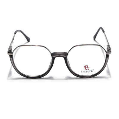 Eyejack Skyline Silver & Grey Round Eyeglasses for Men & Women (170202FCL2117-C10)