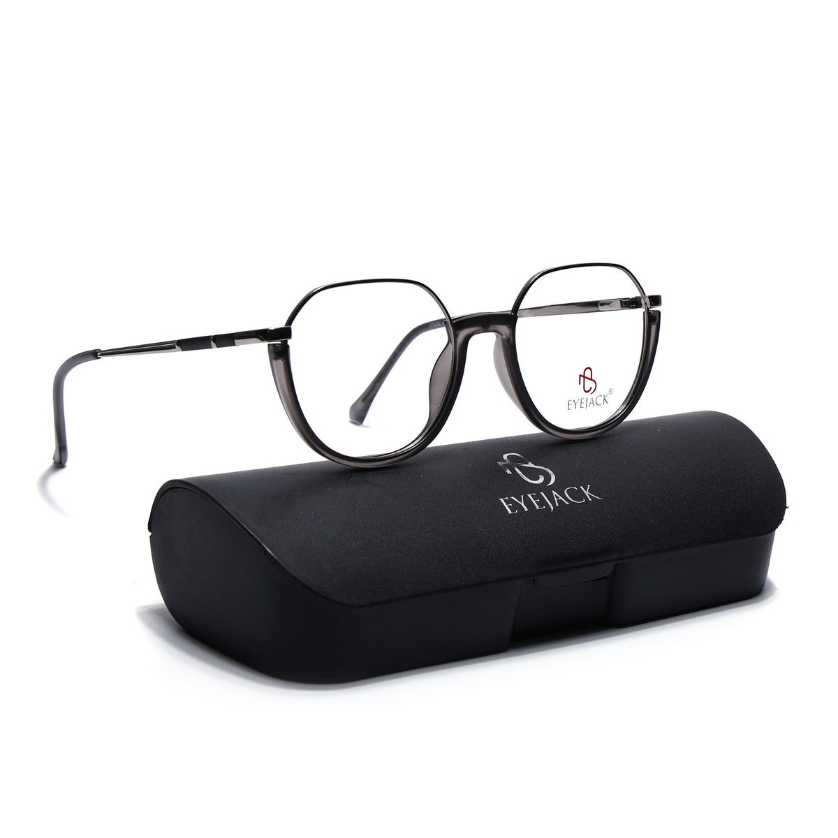 Eyejack Skyline Silver & Grey Round Eyeglasses for Men & Women (170202FCL2117-C10)
