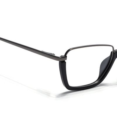 Eyejack Skyline Grey & Black Square Eyeglasses for Men & Women (170203FCL1996-C1)