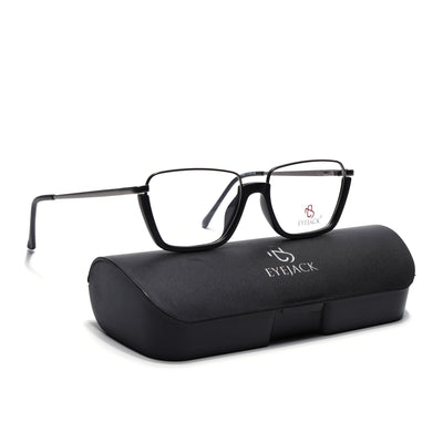 Eyejack Skyline Grey & Black Square Eyeglasses for Men & Women (170203FCL1996-C1)