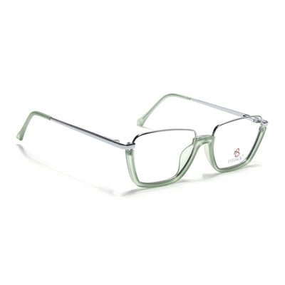 Eyejack Skyline Silver & Green Square Eyeglasses for Men & Women (170203FCL2001-C6)