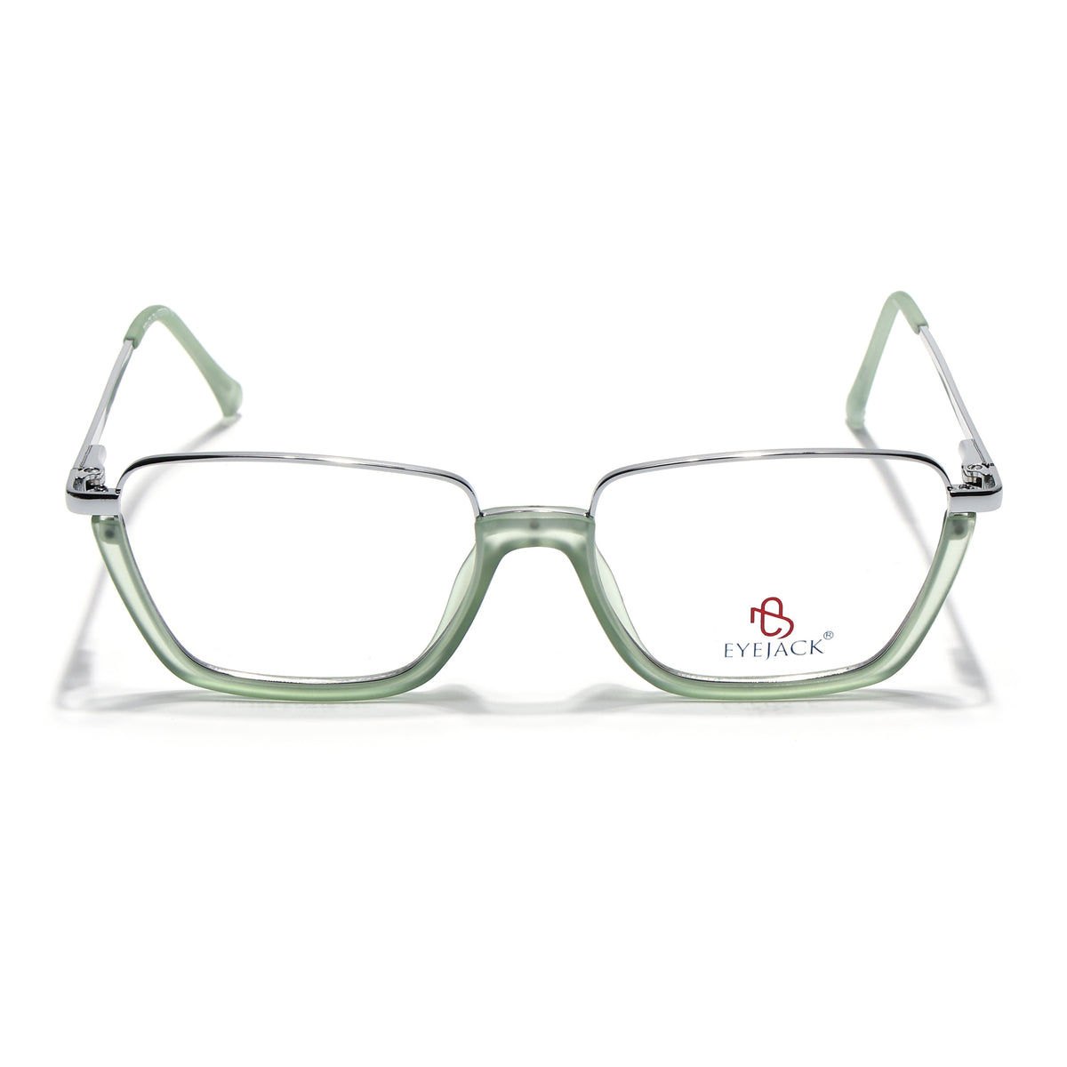 Eyejack Skyline Silver & Green Square Eyeglasses for Men & Women (170203FCL2001-C6)
