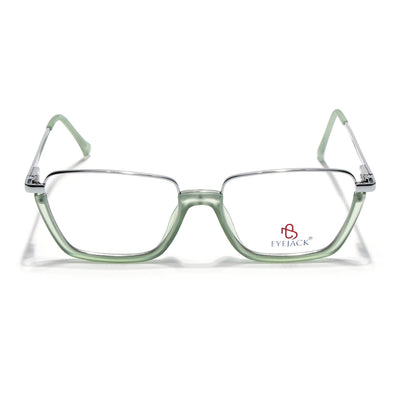 Eyejack Skyline Silver & Green Square Eyeglasses for Men & Women (170203FCL2001-C6)