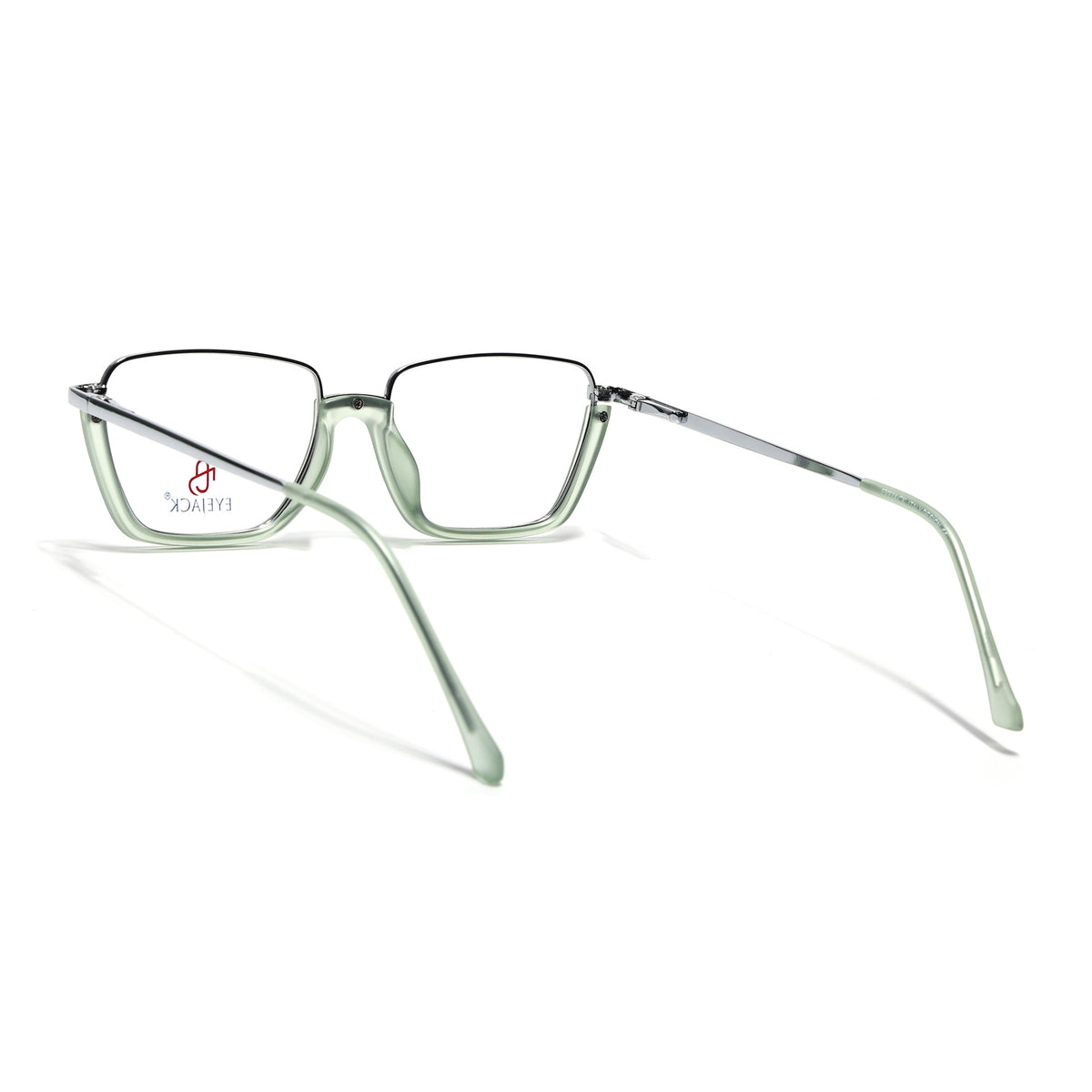 Eyejack Skyline Silver & Green Square Eyeglasses for Men & Women (170203FCL2001-C6)