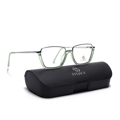 Eyejack Skyline Silver & Green Square Eyeglasses for Men & Women (170203FCL2001-C6)