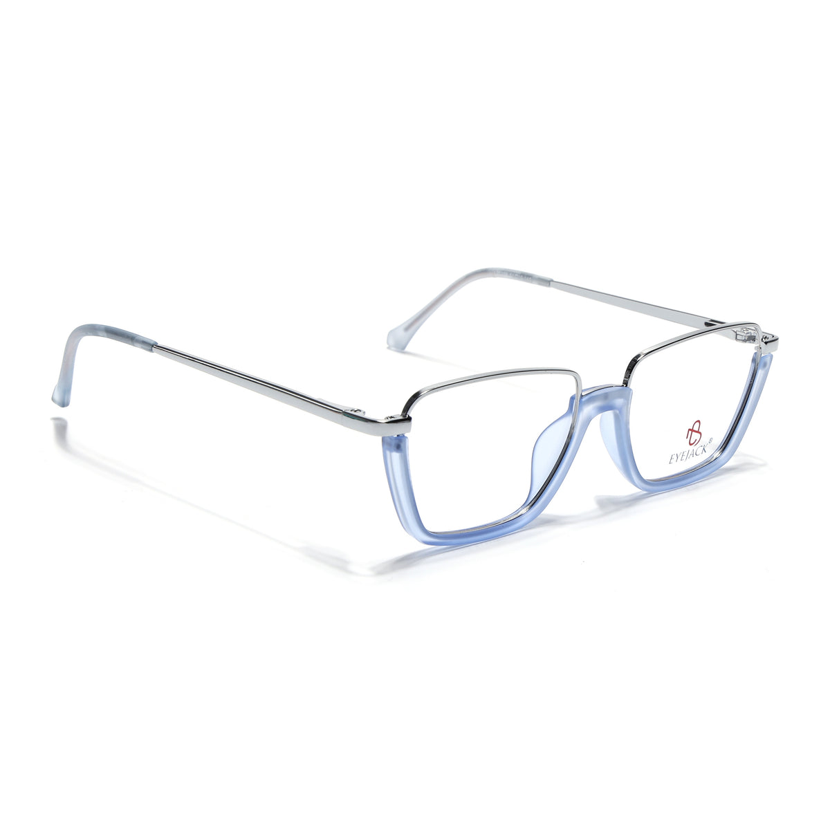 Eyejack Skyline Silver & Blue Square Eyeglasses for Men & Women (170203FCL2002-C7)