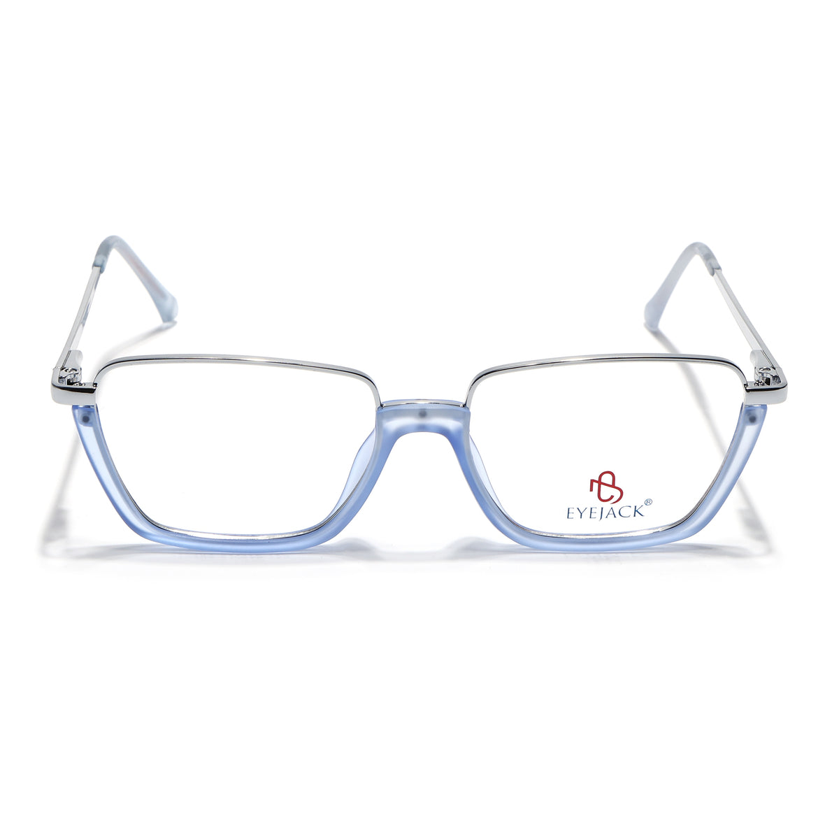 Eyejack Skyline Silver & Blue Square Eyeglasses for Men & Women (170203FCL2002-C7)