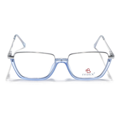 Eyejack Skyline Silver & Blue Square Eyeglasses for Men & Women (170203FCL2002-C7)