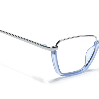 Eyejack Skyline Silver & Blue Square Eyeglasses for Men & Women (170203FCL2002-C7)