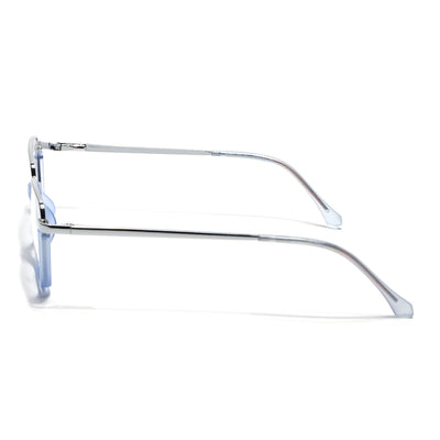 Eyejack Skyline Silver & Blue Square Eyeglasses for Men & Women (170203FCL2002-C7)