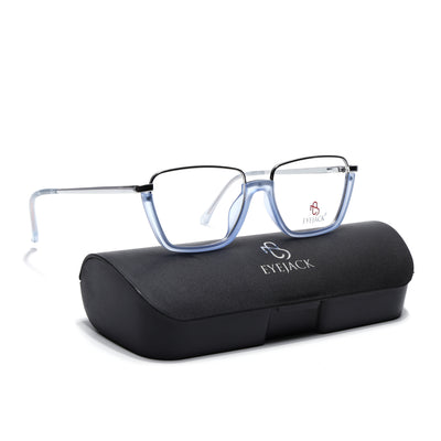 Eyejack Skyline Silver & Blue Square Eyeglasses for Men & Women (170203FCL2002-C7)