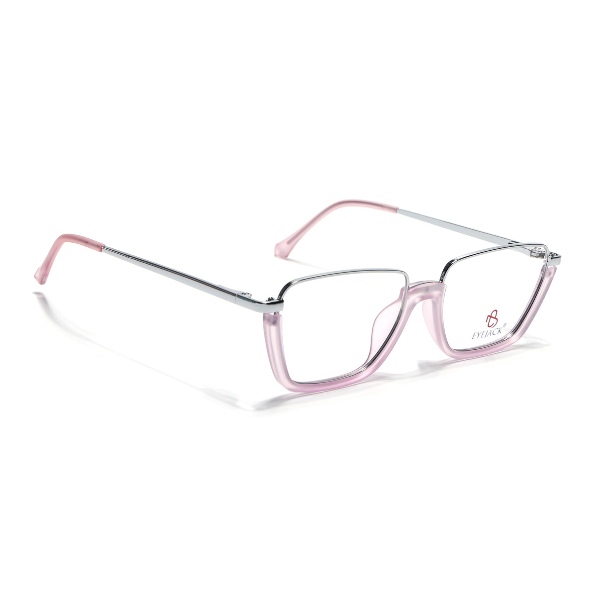 Eyejack Skyline Silver & Lavender Square Eyeglasses for Men & Women (170203FCL2003-C8)