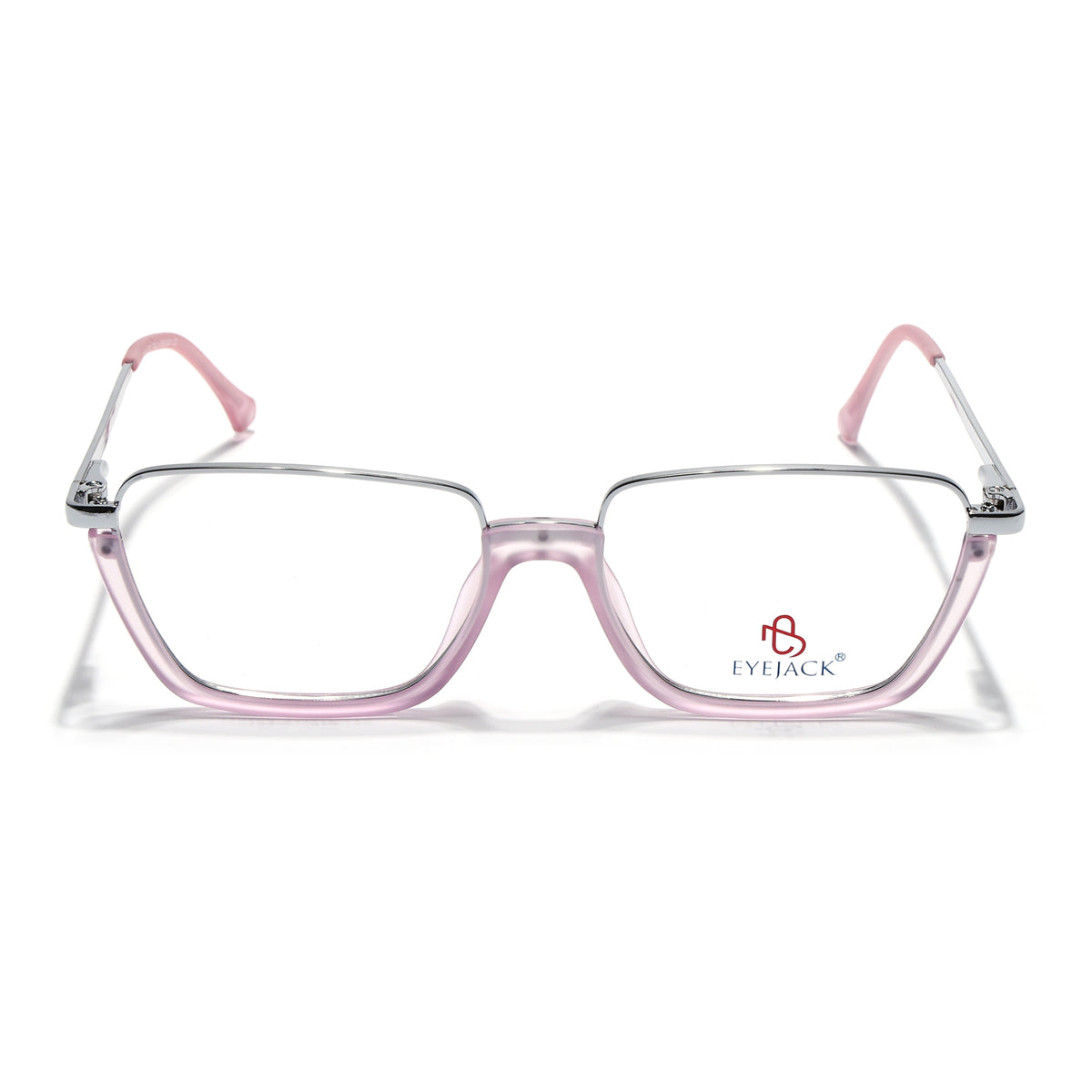 Eyejack Skyline Silver & Lavender Square Eyeglasses for Men & Women (170203FCL2003-C8)